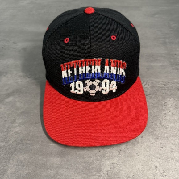 Vintage 90s Netherlands World Cup Snapback hat Black Red Blue 1994 Soccer Futbol - Picture 1 of 7
